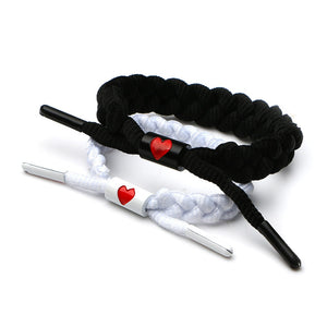 Matching Heart Laced Knitted Bracelet