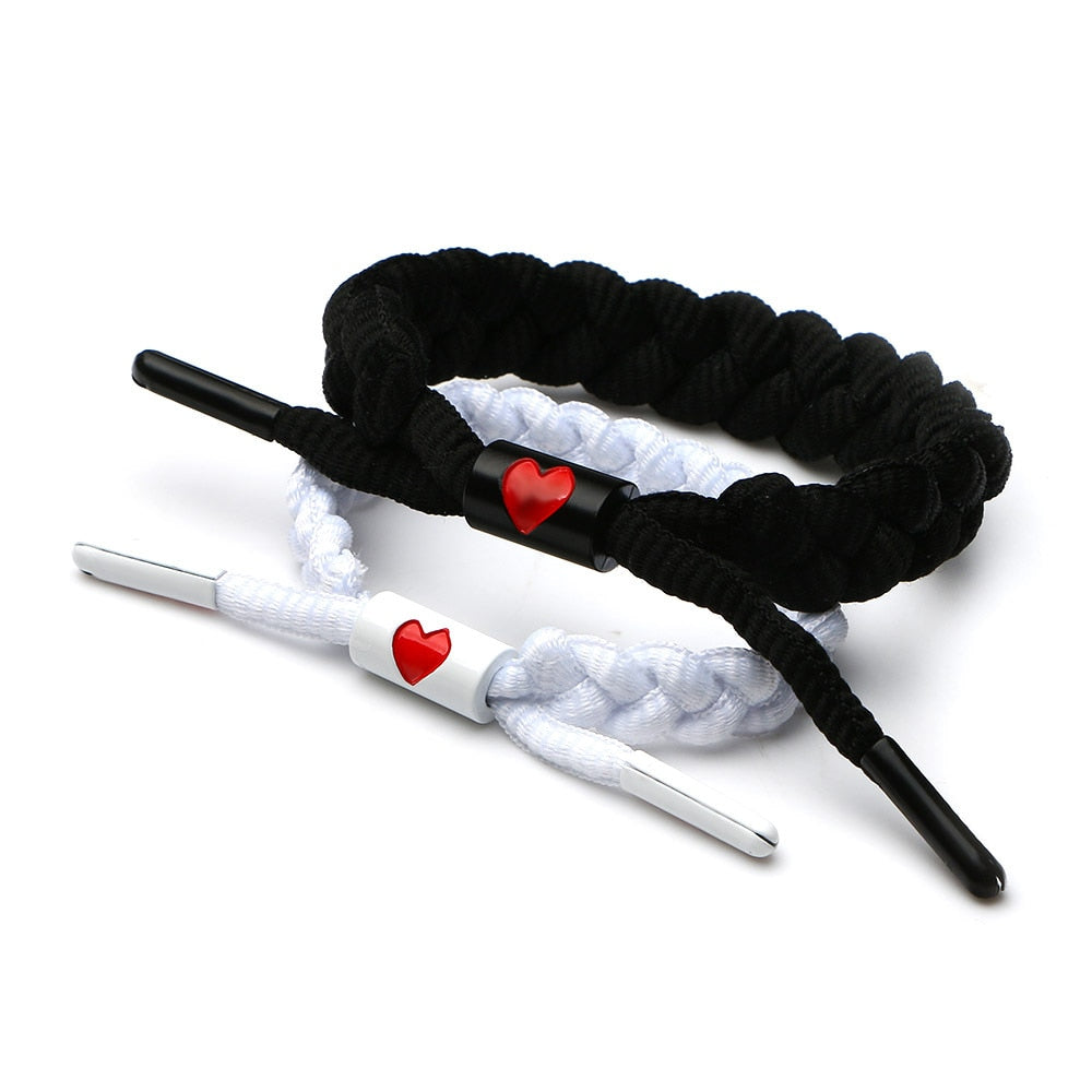 Matching Heart Laced Knitted Bracelet