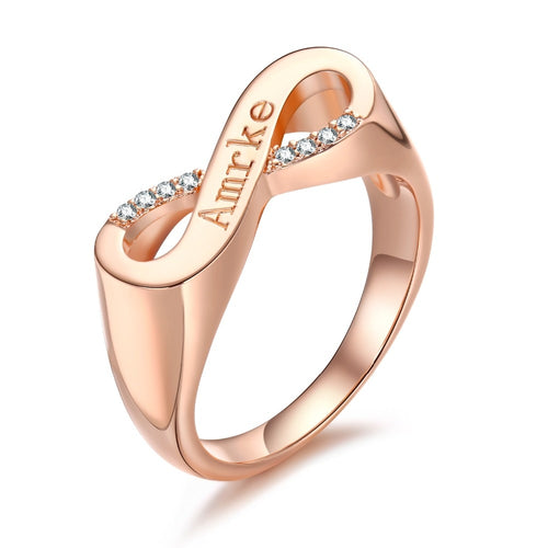Custom Infinity Crystal Name Ring